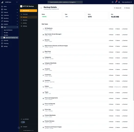 Optimum7 Backup Tool screenshot
