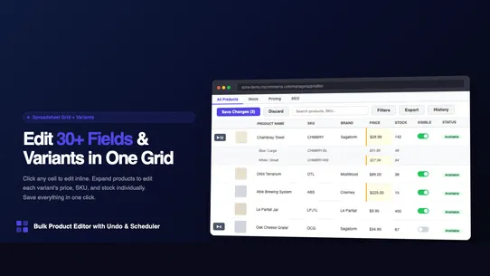 Bulk Product Editor with Undo & Scheduler By NovaStack screenshot