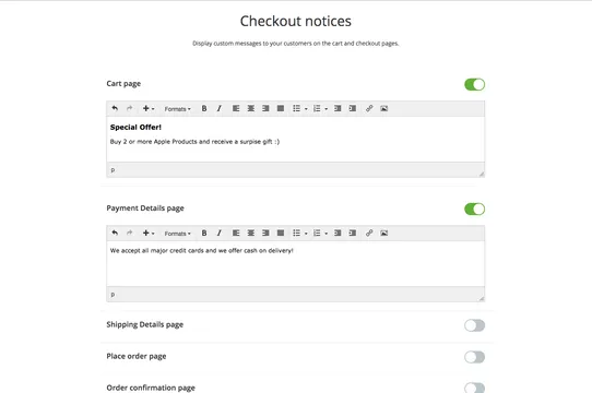 Checkout Notices screenshot