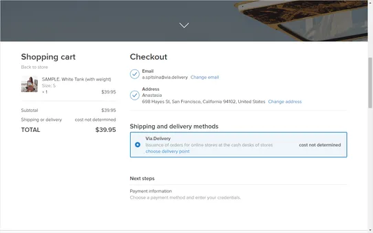 Via.Delivery: Shipping service screenshot