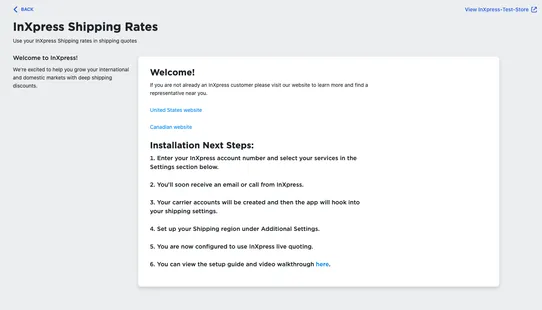 InXpress Shipping Rates screenshot