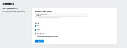 InXpress Shipping Rates screenshot