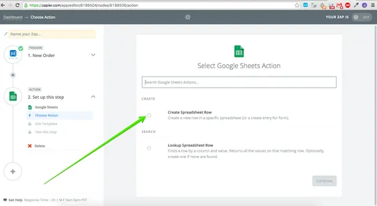 Save Orders to Google Sheets via Zapier screenshot