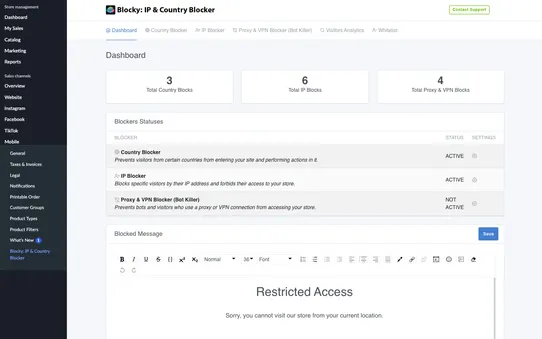 Blocky: IP/Country Blocker & Fake Orders Blocker screenshot