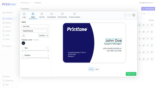 Printlane Product Personalizer screenshot