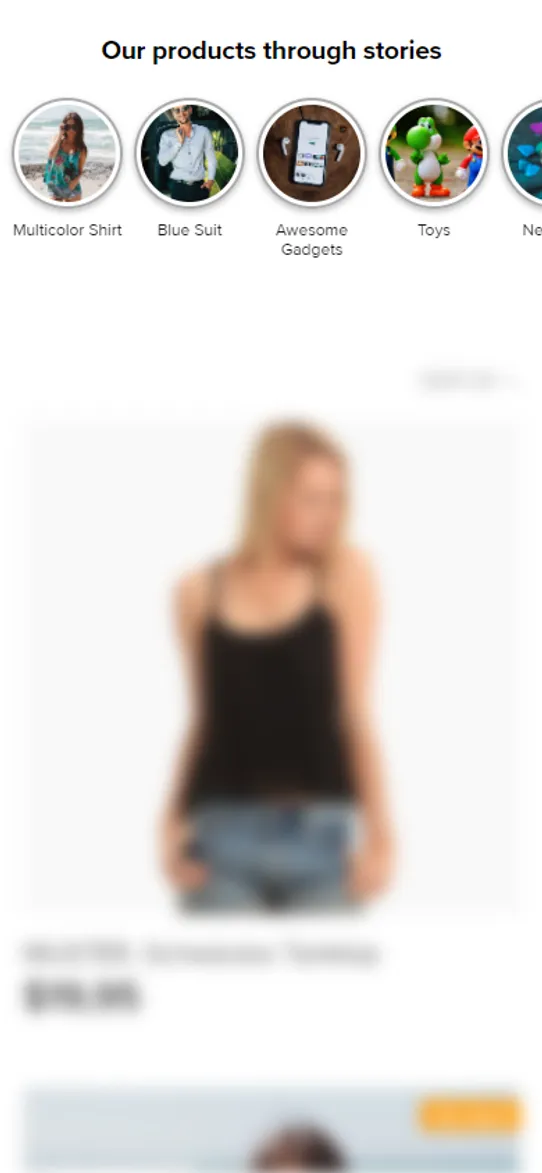 Shoppable Stories - Automatically create shoppable, Instagram like stories from your products screenshot