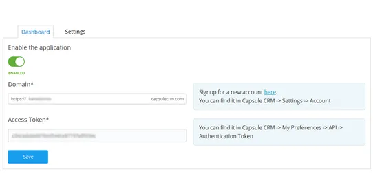 Capsule CRM Integration screenshot