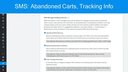 SMS Automated Notifications: Abandoned Cart, Order Info, Tracking screenshot