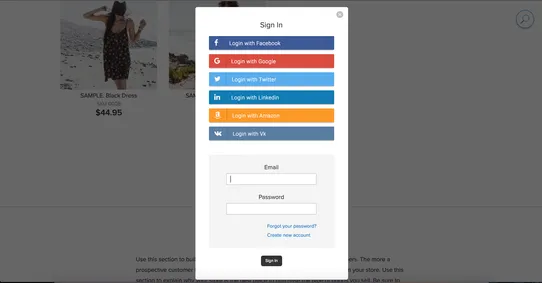 Social Login screenshot