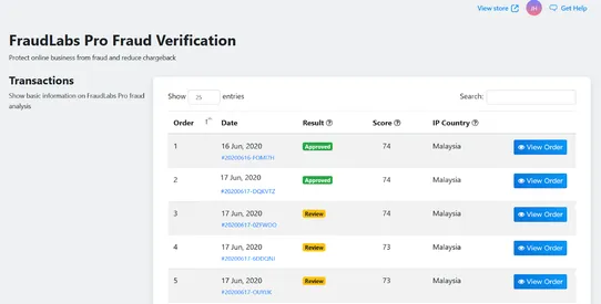 FraudLabs Pro Fraud Prevention screenshot