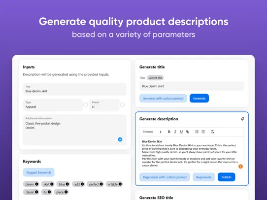 ChatGPT AI Content Generator: AI Product Descriptions screenshot