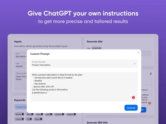 ChatGPT AI Content Generator: AI Product Descriptions screenshot