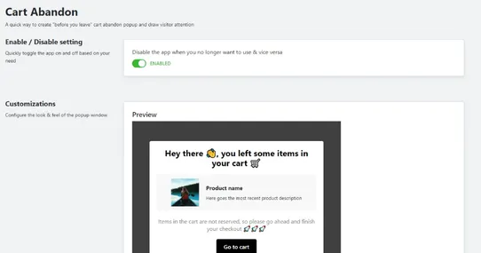 Cart Abandon & Reminder Popup screenshot