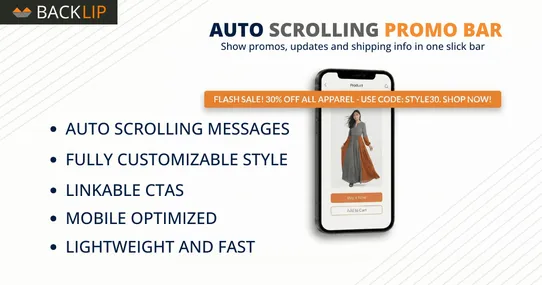 BACKLIP Scrolling Announcement Bar screenshot