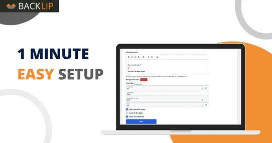 BACKLIP Scrolling Announcement Bar screenshot