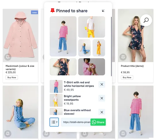 Pin and share: collect and view your favorite products together screenshot