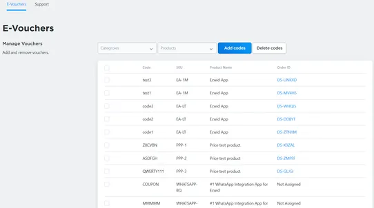 eVouchers: Digital Codes Distribution screenshot