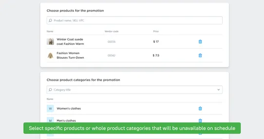 Product Availability Scheduler screenshot