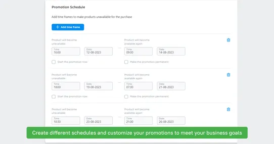 Product Availability Scheduler screenshot