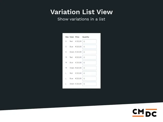 Variation List View screenshot