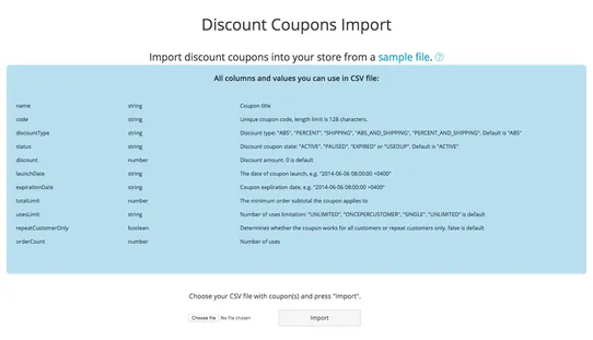 Discount Coupon Importer screenshot