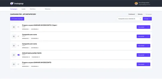 Instapop - High-conversion popups for your site. Simple and fast. screenshot