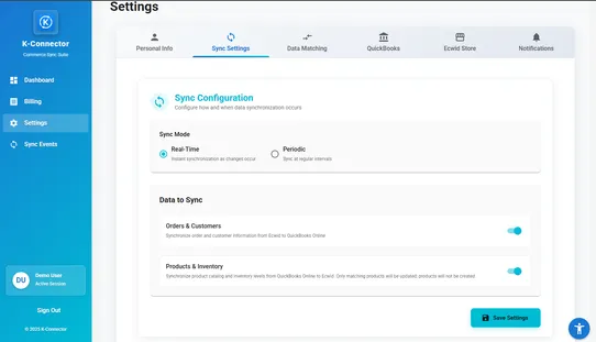 K-Connector: E-commerce Store to QuickBooks Online Integration screenshot