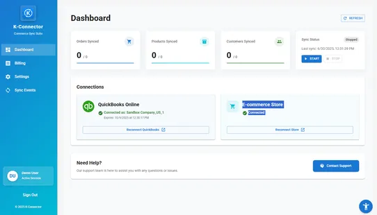 K-Connector: E-commerce Store to QuickBooks Online Integration screenshot