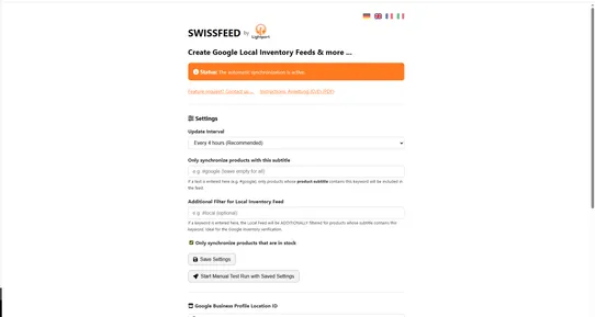 Swiss Feed: Google Inventory Feeds & more screenshot