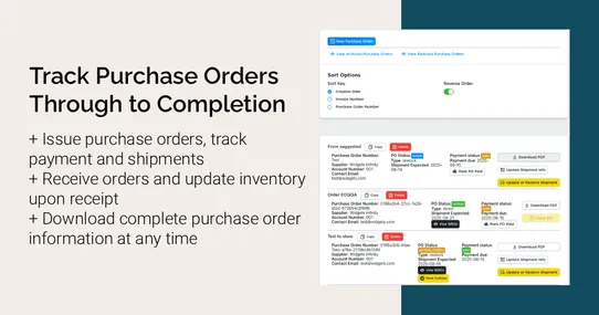 Supplier Purchase Orders screenshot