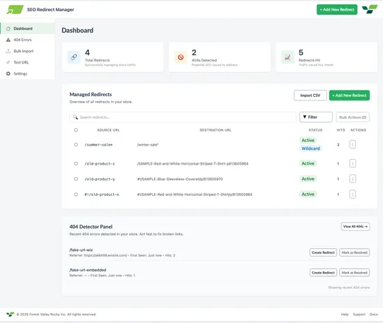 SEO Redirect Manager screenshot