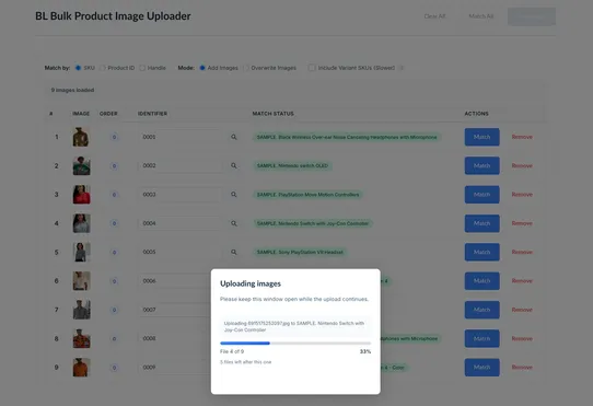BL Bulk Product Image Upload screenshot