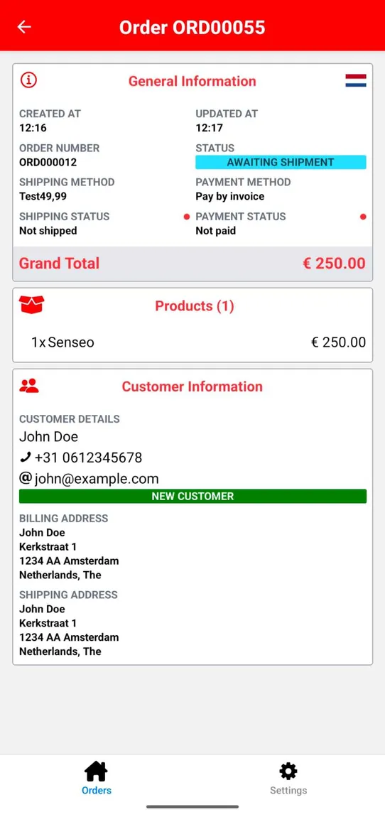 Order Alert screenshot
