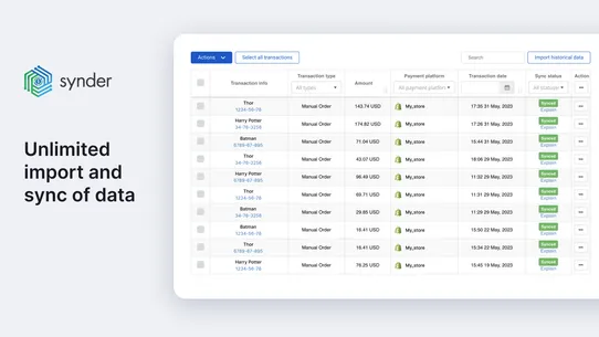 QuickBooks/Xero sync ‑ Synder screenshot