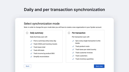 Accounting sync ‑ Synder screenshot