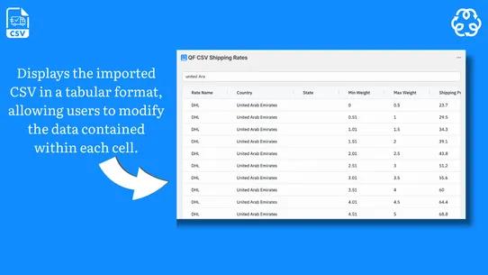 QF CSV Shipping Rates screenshot