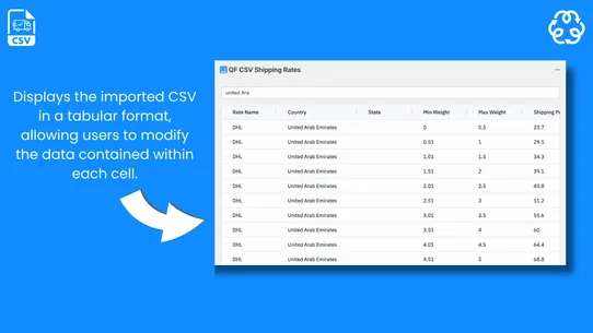QF CSV Shipping Rates screenshot