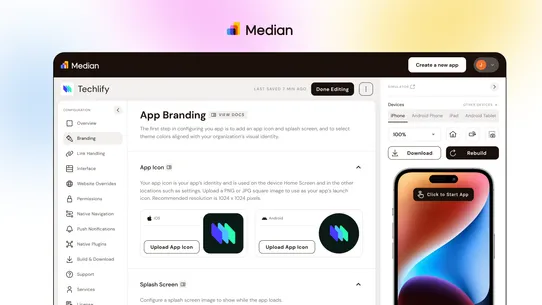 Median.co Mobile App Studio screenshot