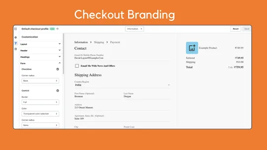 Spring Checkout Customizer screenshot