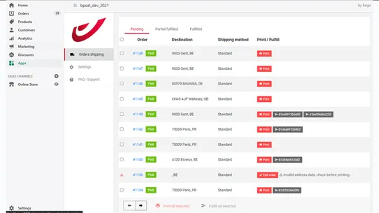 Bpost app screenshot