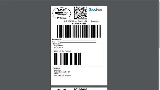 Correios ‑ SIGEP ‑ Etiquetas screenshot
