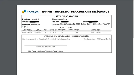Correios ‑ SIGEP ‑ Etiquetas screenshot