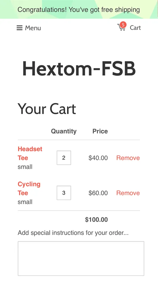 Hextom: Free Shipping Bar screenshot