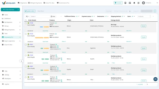 Envia Shipping and Fulfillment screenshot