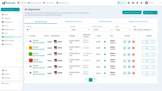 Envia Shipping and Fulfillment screenshot