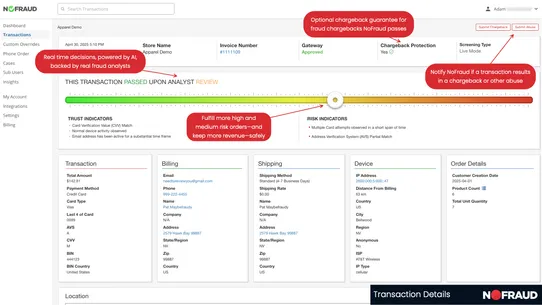 NoFraud Fraud Protection screenshot
