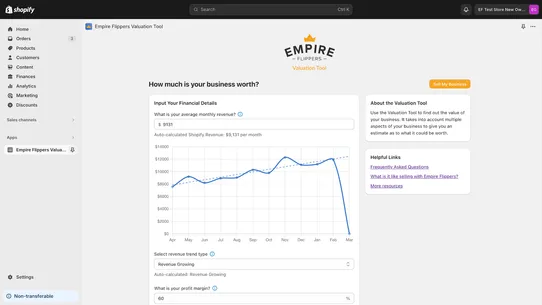 Empire Flippers Valuation Tool screenshot