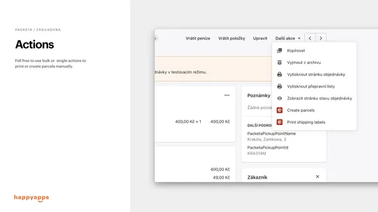 Packeta / Zásilkovna delivery screenshot