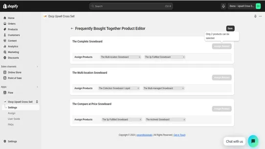 OSCP Upsell &amp; Cross Sell screenshot