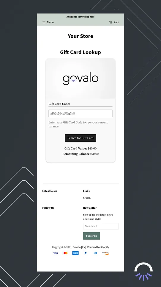 Govalo | Gift Card Suite screenshot